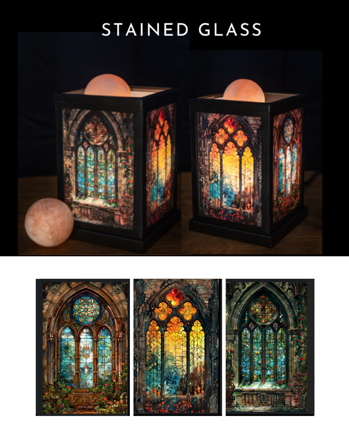 Stained Glass - Himalayan Salt Therapy Lantern (with 2 massage balls)