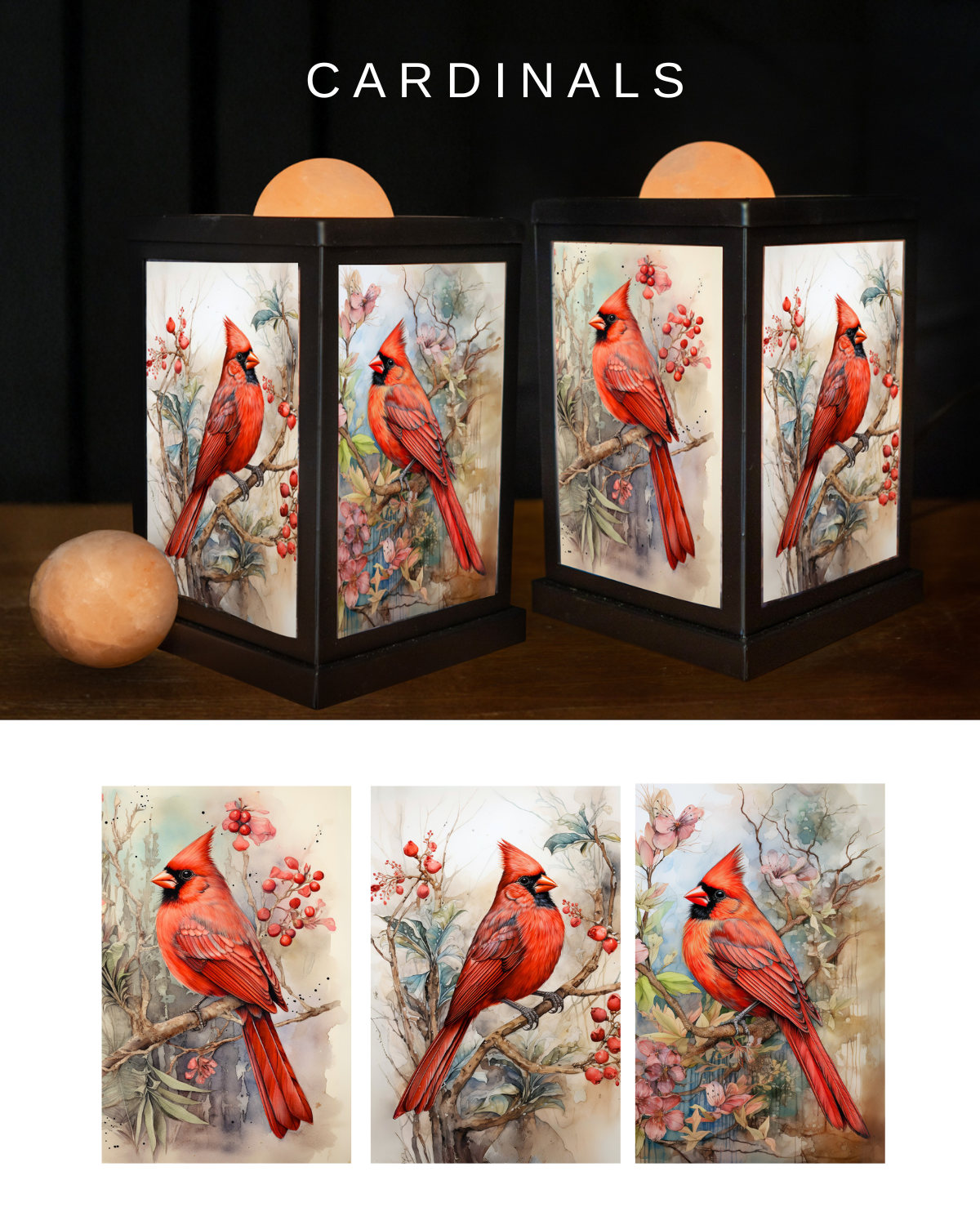 Cardinals - Himalayan Salt Therapy Lantern (with 2 massage balls)