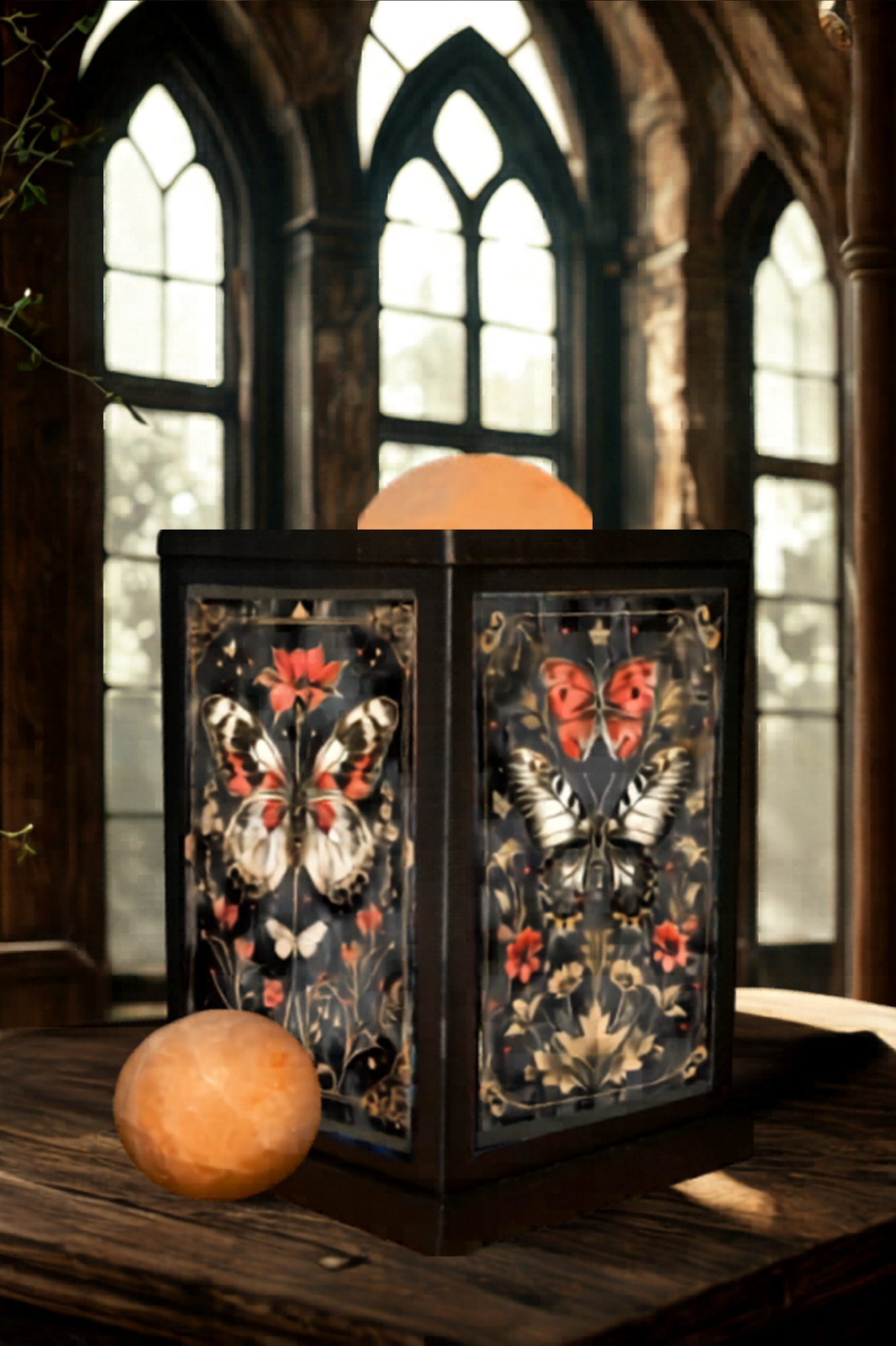 Dark Butterfly - Himalayan Salt Therapy Lantern (with 2 massage balls)