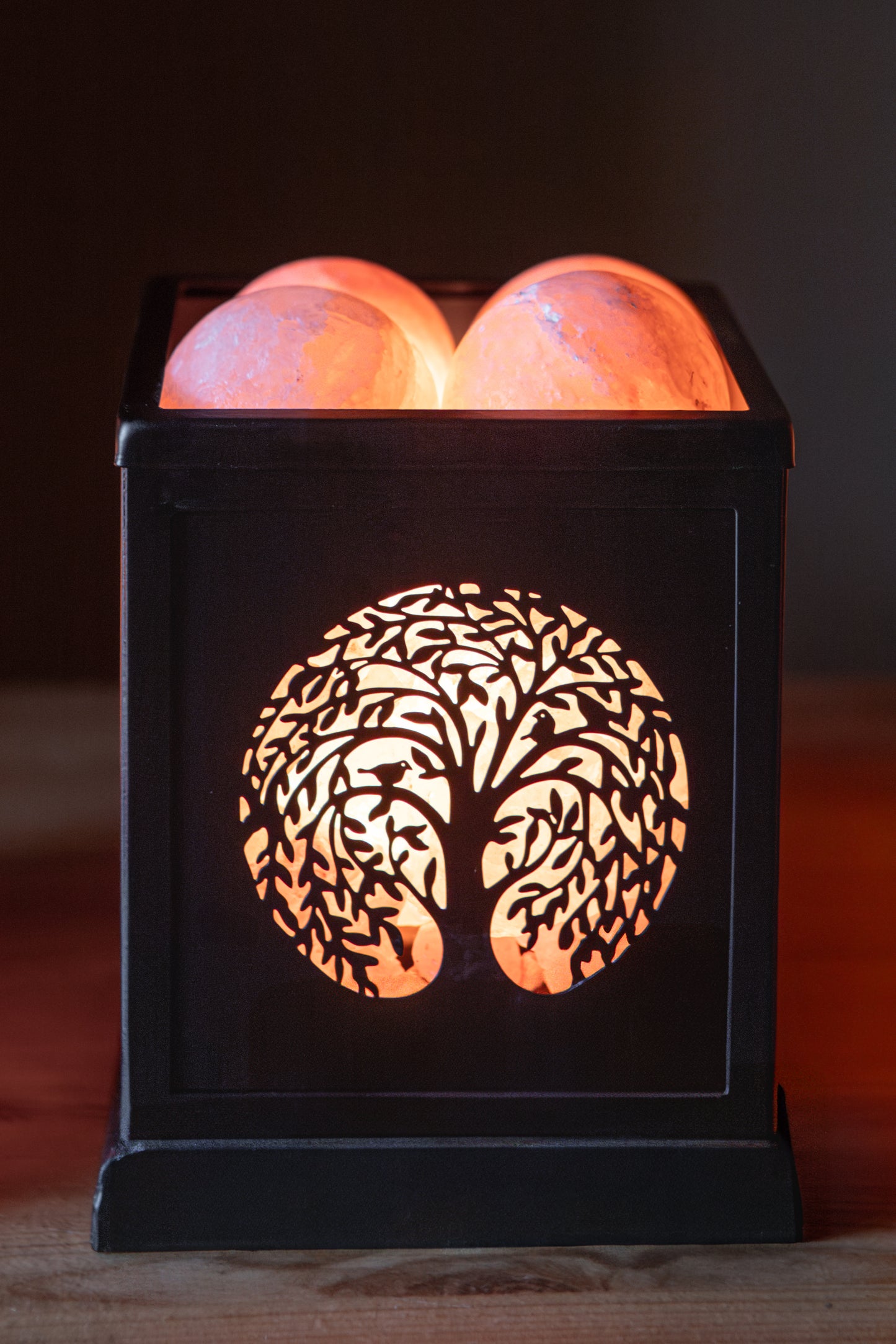 Tree of Life Silhouette Himalayan Salt Therapy Lamp (with 4 massage balls)