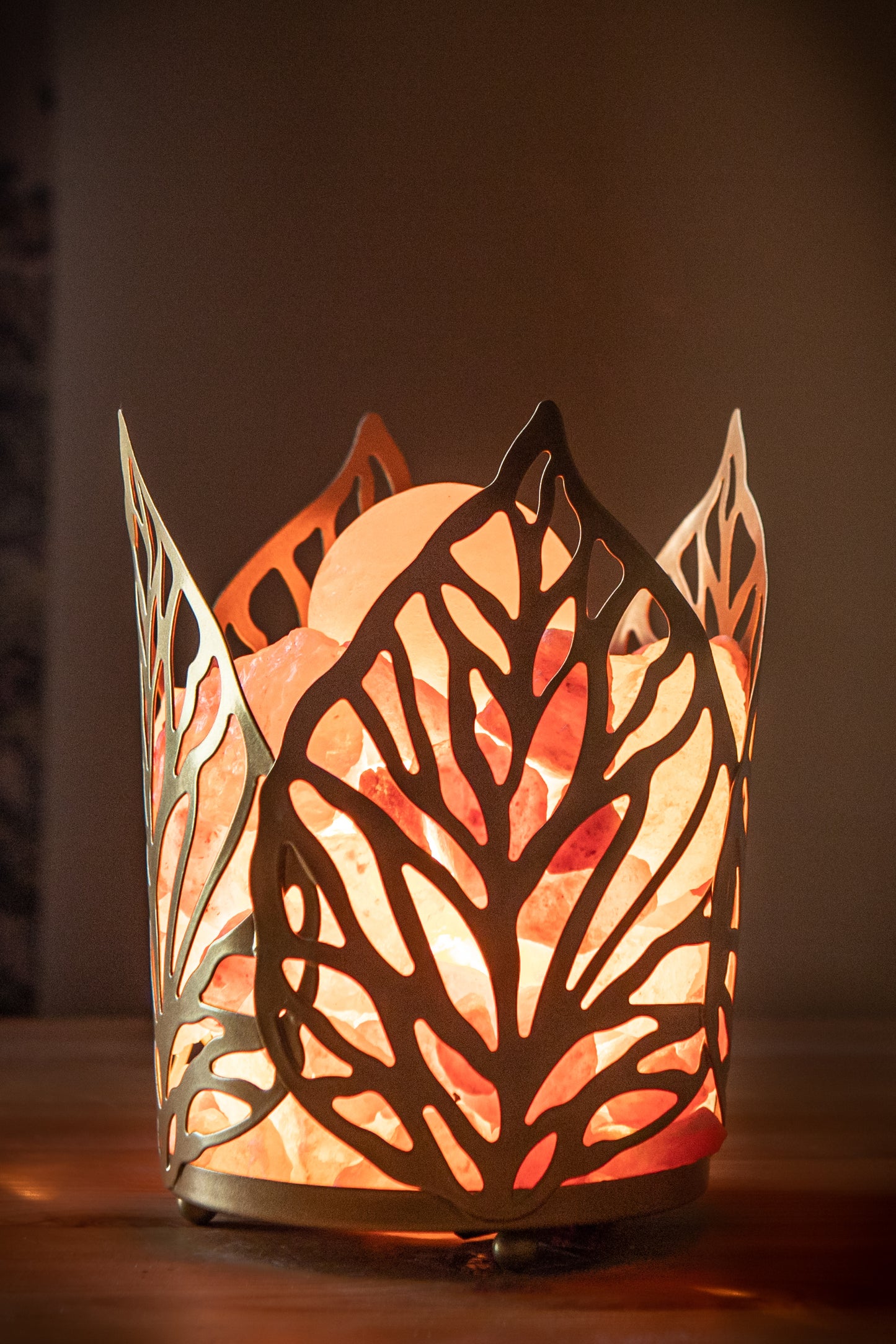Nordic Leaf Himalayan Salt Lamp (With 3 Massage Balls)
