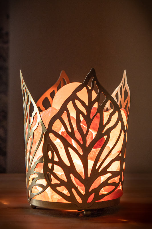 Nordic Leaf Himalayan Salt Therapy Lamp (With 3 Massage Balls)