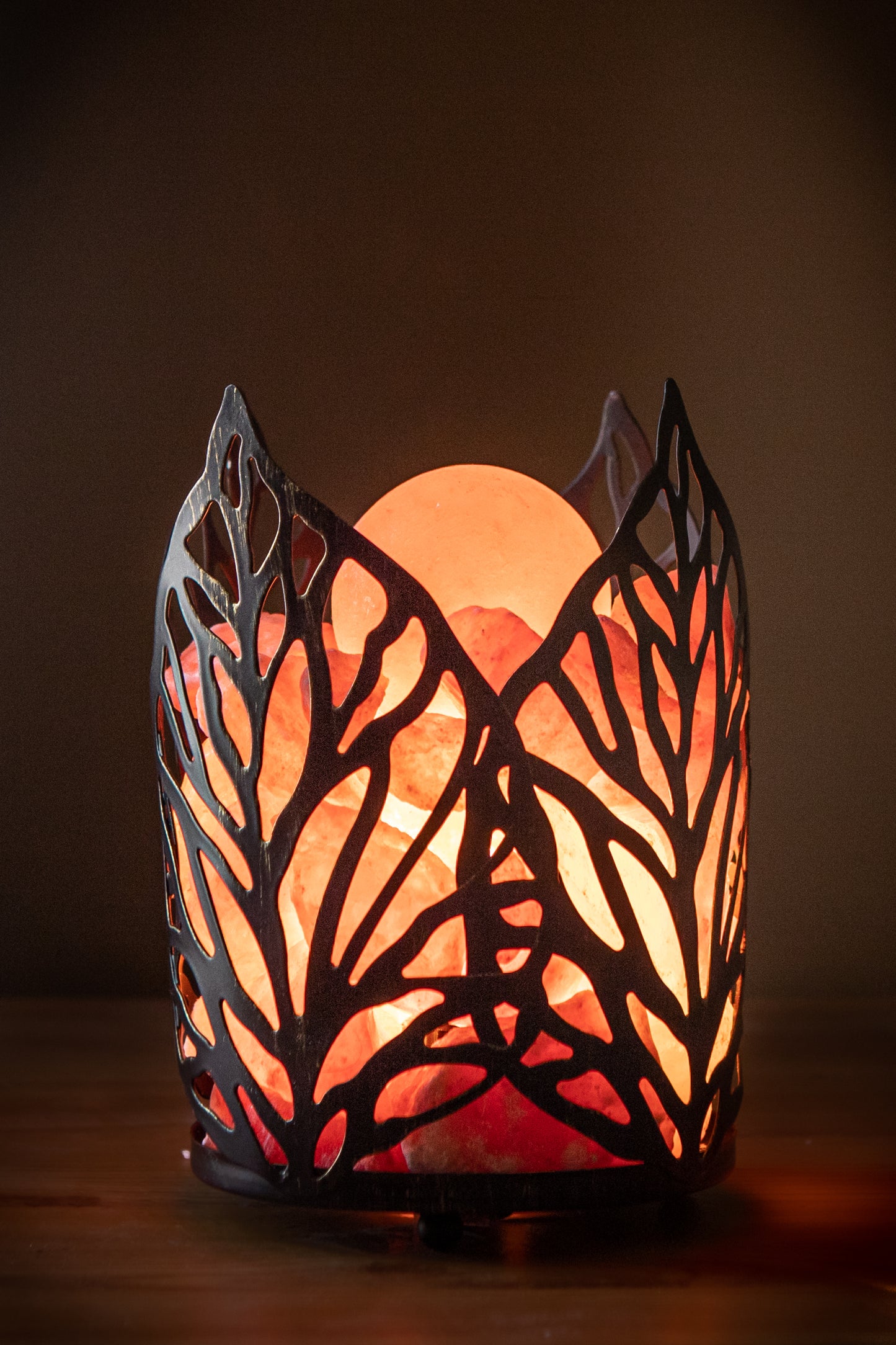 Nordic Leaf Himalayan Salt Lamp (With 3 Massage Balls)