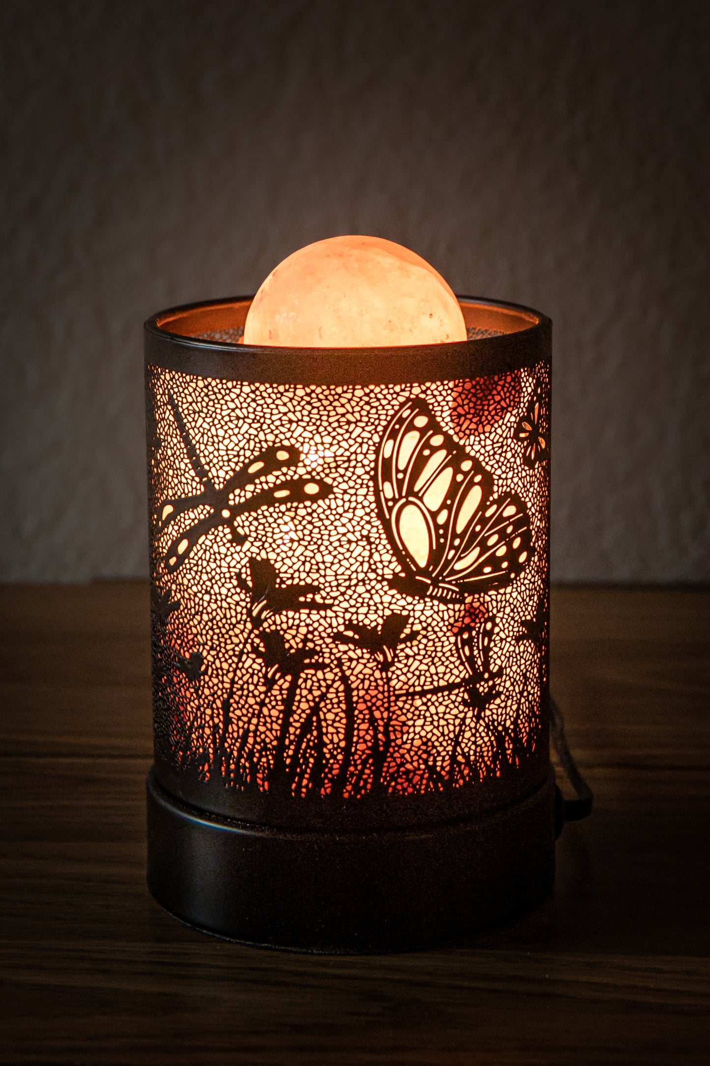 Dragonfly and Butterfly Himalayan Salt Lamp (With 1 Massage Ball)