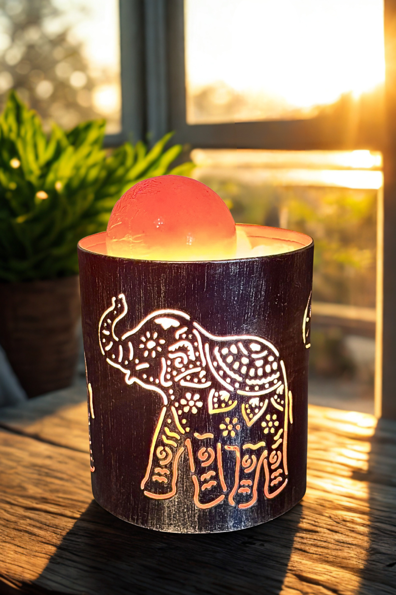 Handcrafted Elephant Himalayan Salt Therapy Lamp