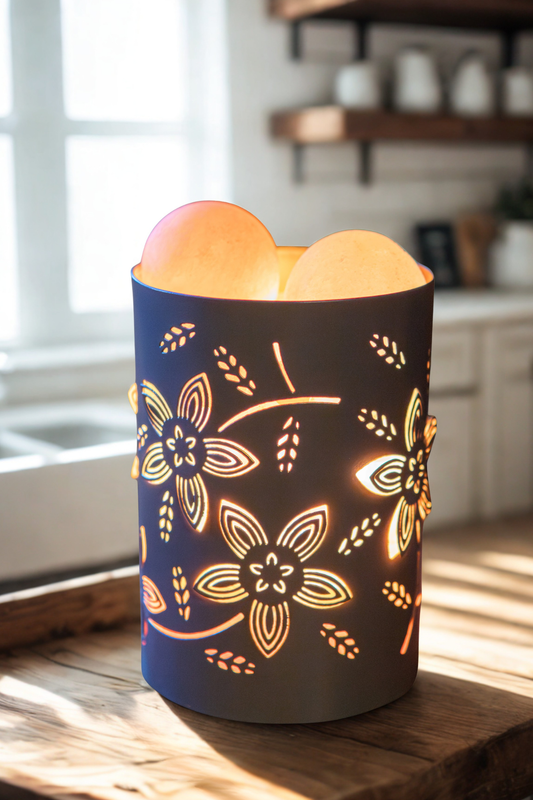 Handcrafted Petal Glow Himalayan Salt Therapy Lamp (2 Massage Balls)