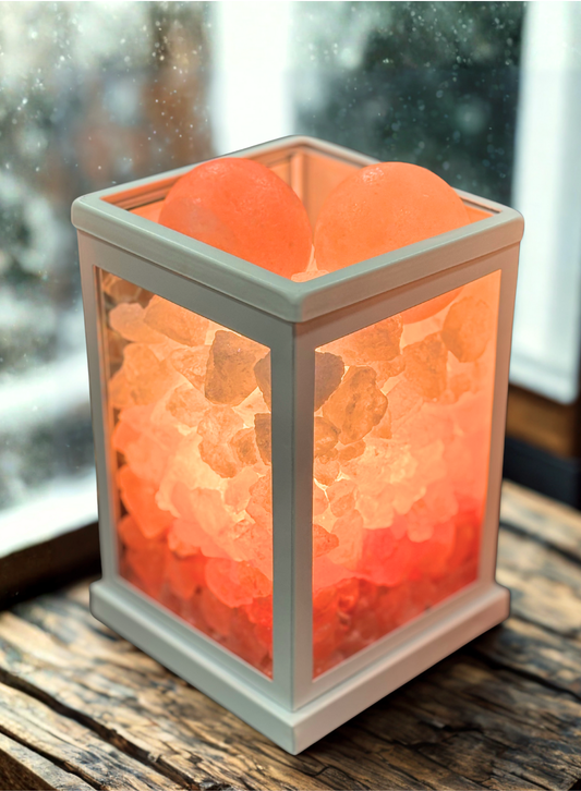 Strata Salt Lamp- White (With 2 Massage Balls)