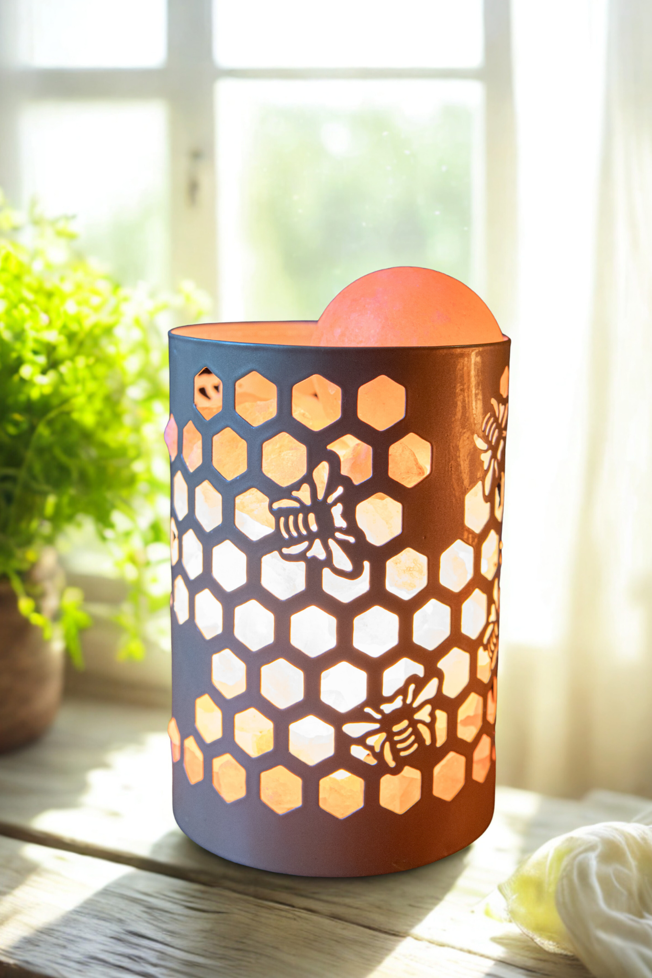Handcrafted Hive Glow Himalayan Salt Therapy Lamp