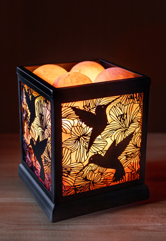 Hibiscus Hummingbird Himalayan Salt Therapy Lamp (with 4 massage balls)