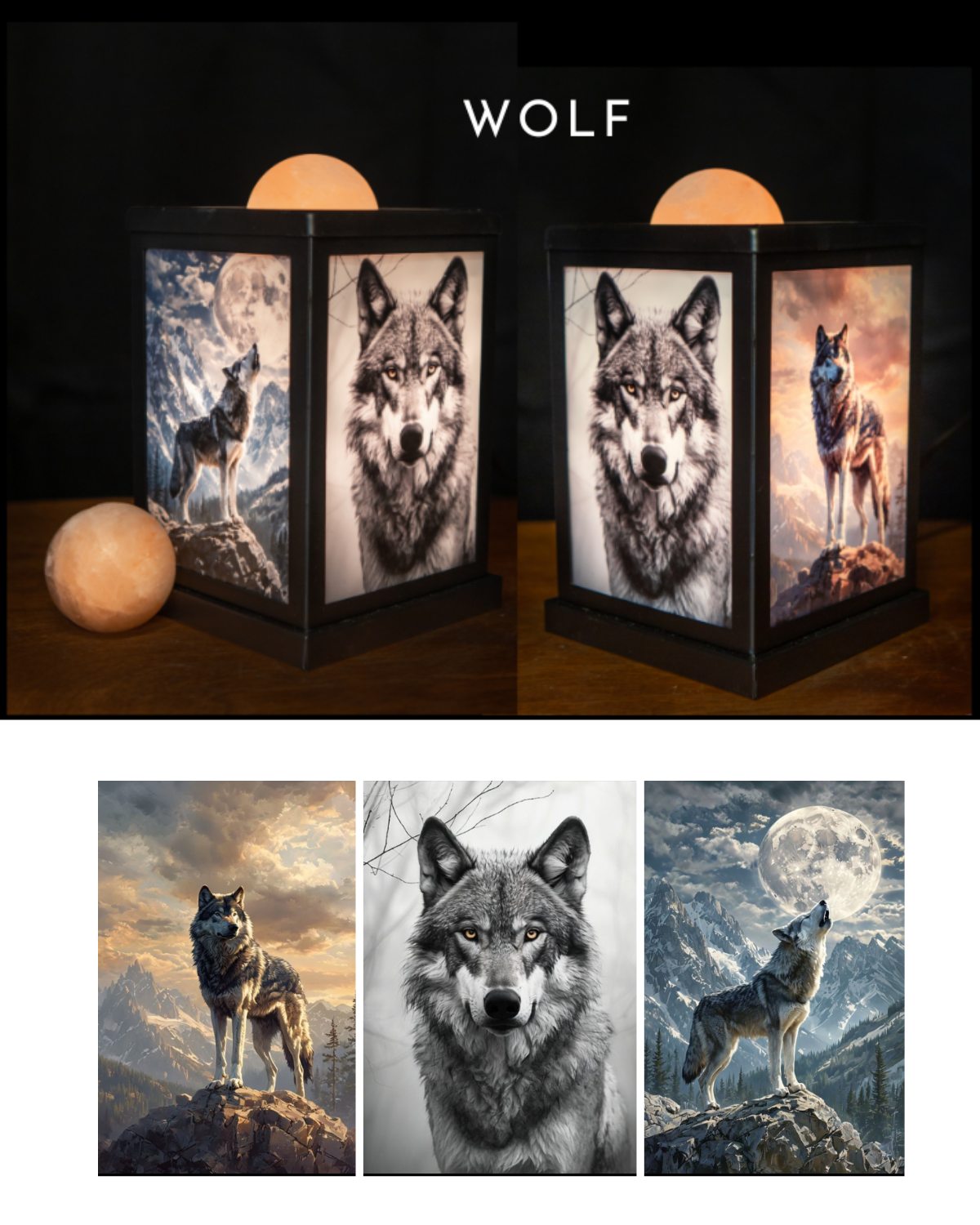 Wolf- Himalayan Salt Therapy Lantern