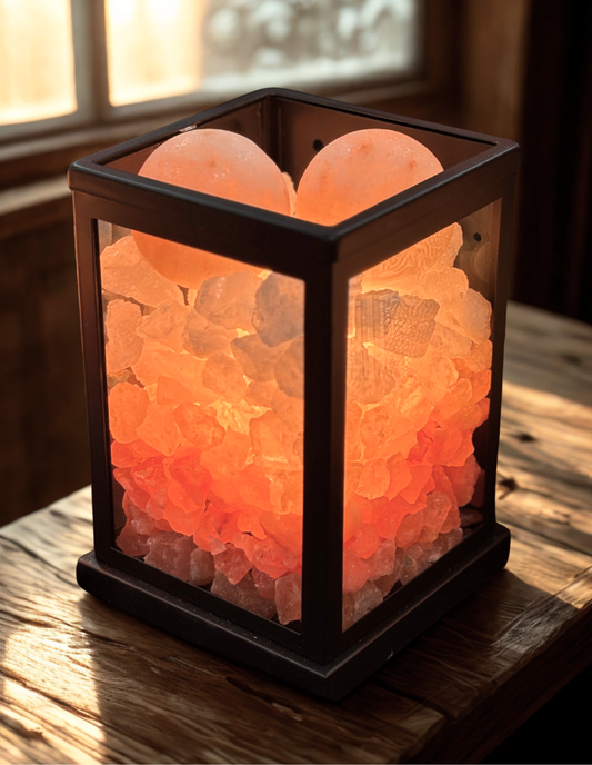 Strata Salt Lamp- Black (With 2 Massage Balls)