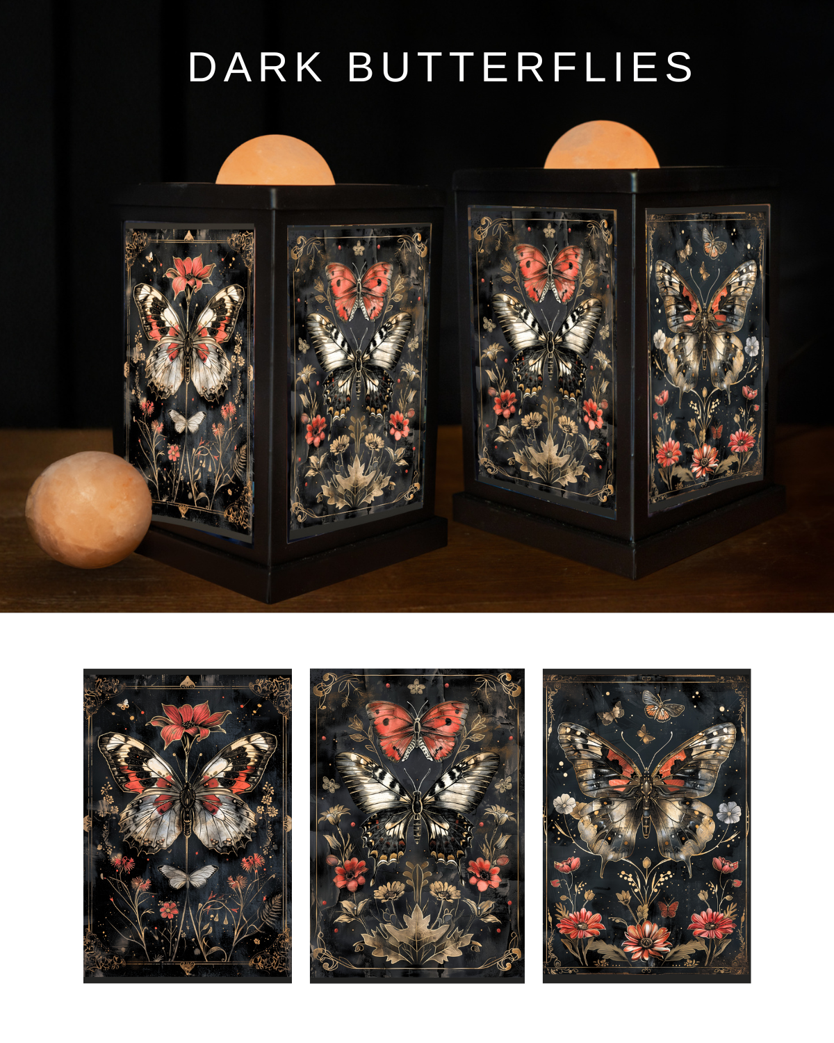 Dark Butterfly - Himalayan Salt Therapy Lantern (with 2 massage balls)