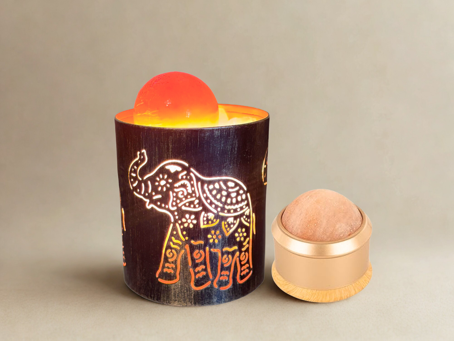 Handcrafted Elephant Himalayan Salt Therapy Lamp