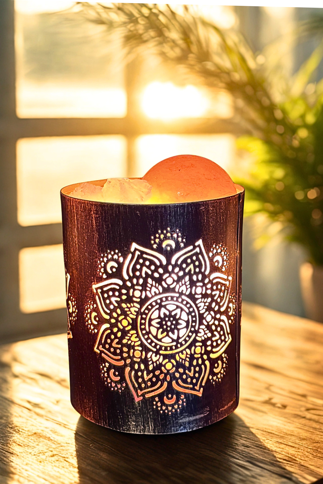Handcrafted Mandala Himalayan Salt Therapy Lamp