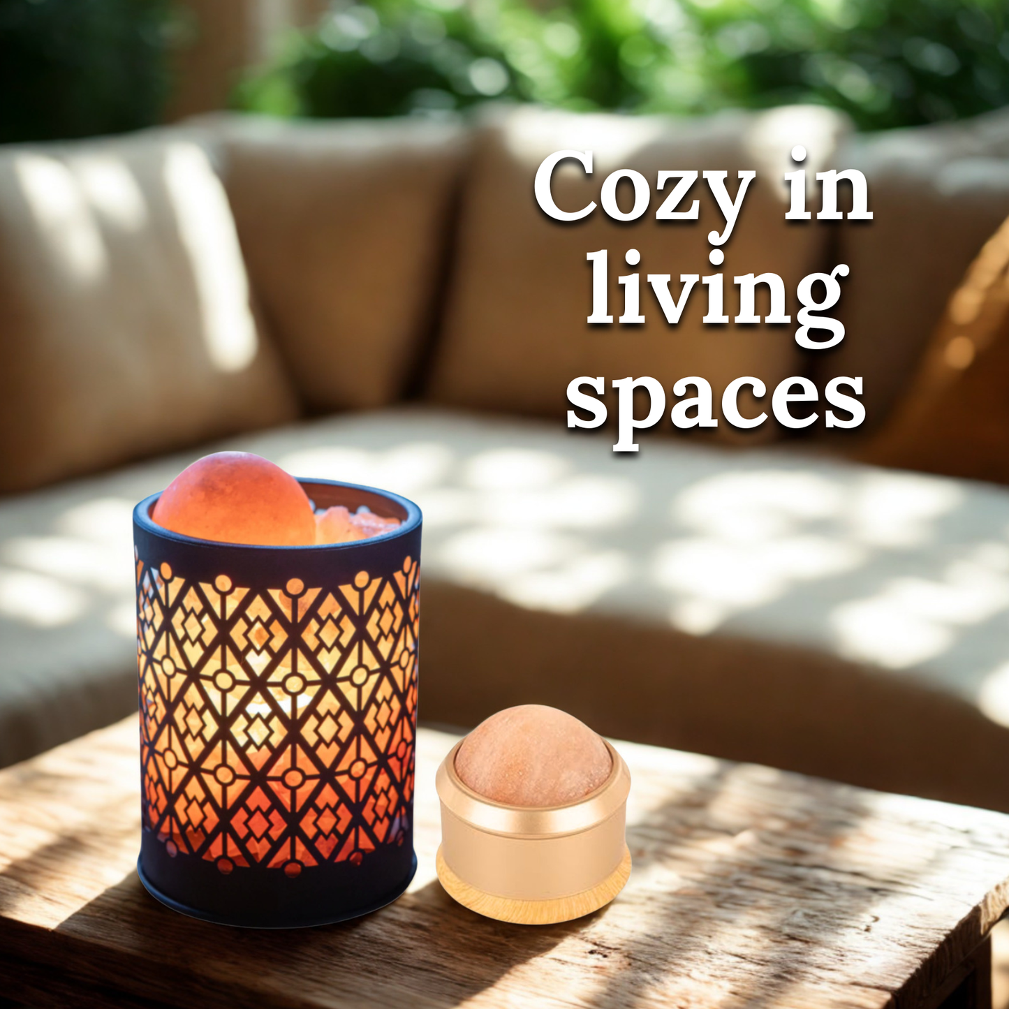 Himalayan Salt Therapy Lamp and Roller Ball Set- Iron Diamond