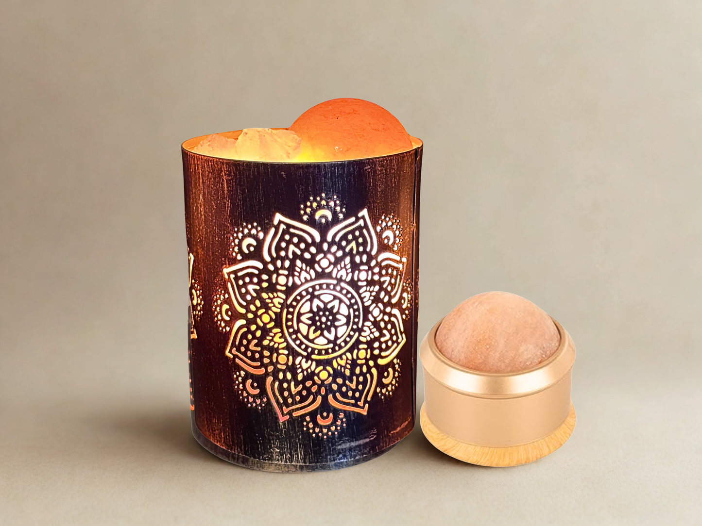 Handcrafted Mandala Himalayan Salt Therapy Lamp