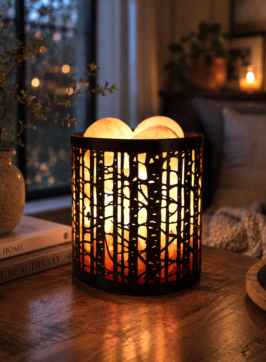Birch Tree Himalayan Salt Therapy Lamp (With 3 Massage Balls)