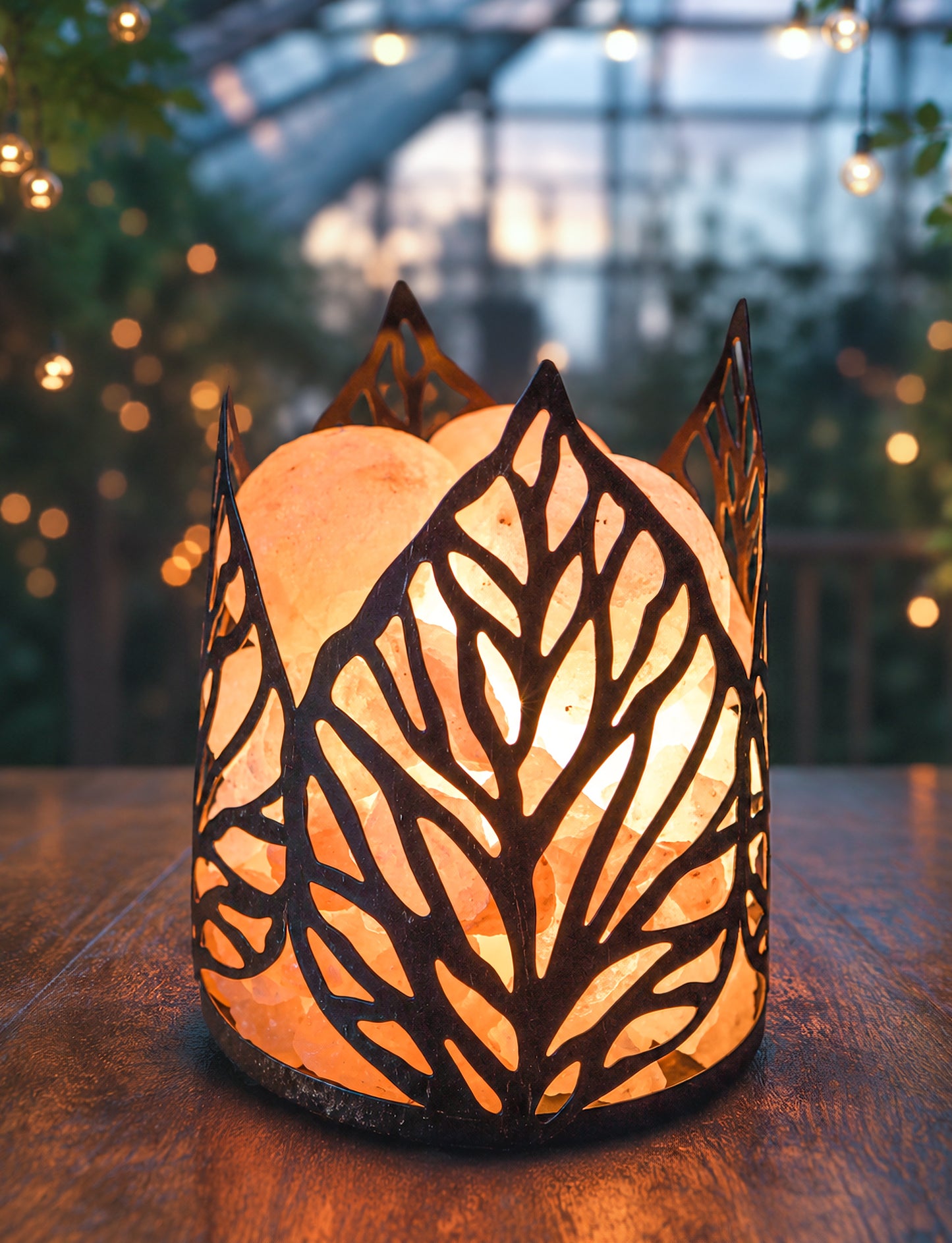 Nordic Leaf Himalayan Salt Therapy Lamp (With 3 Massage Balls)